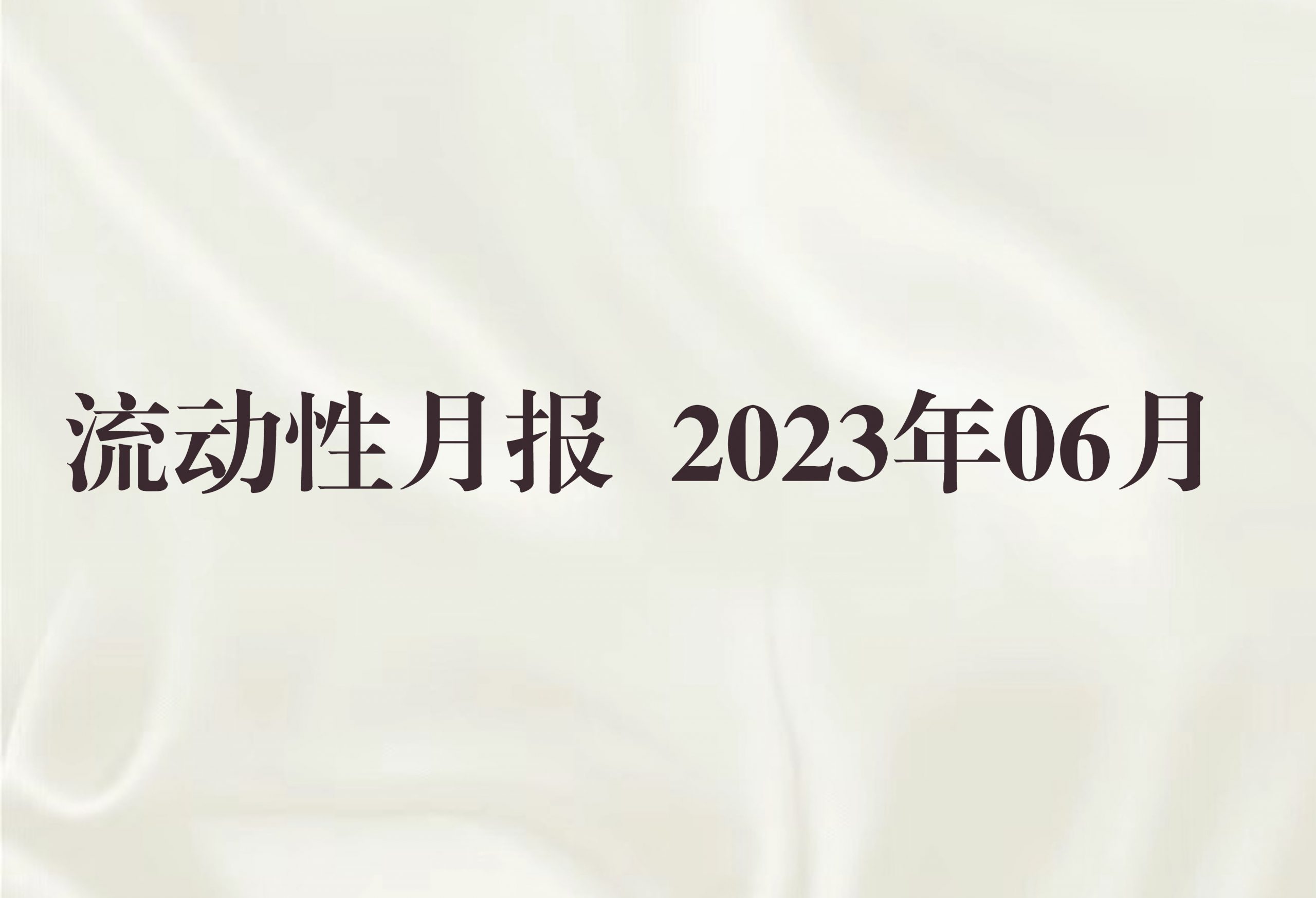 流动性月报 2023年06月