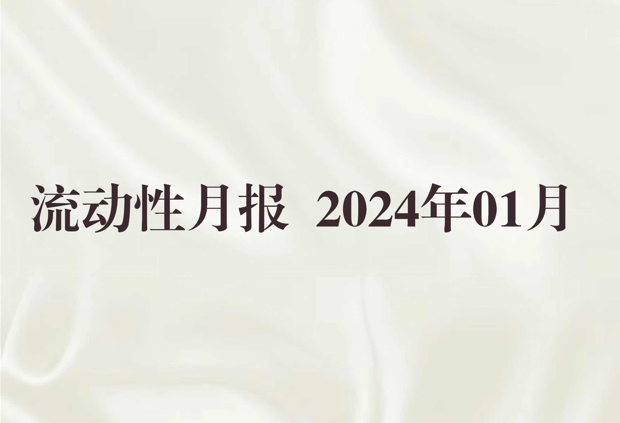 流动性月报 2024年01月